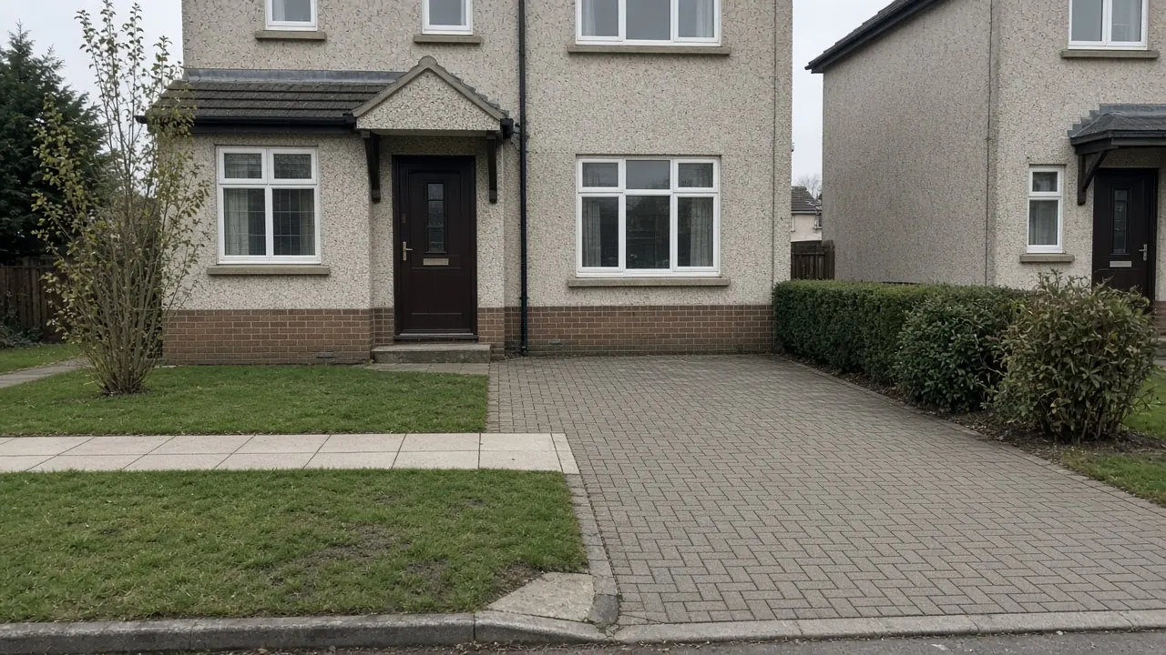 Example image: a lowered kerb and footpath crossing outside a 1930s semi