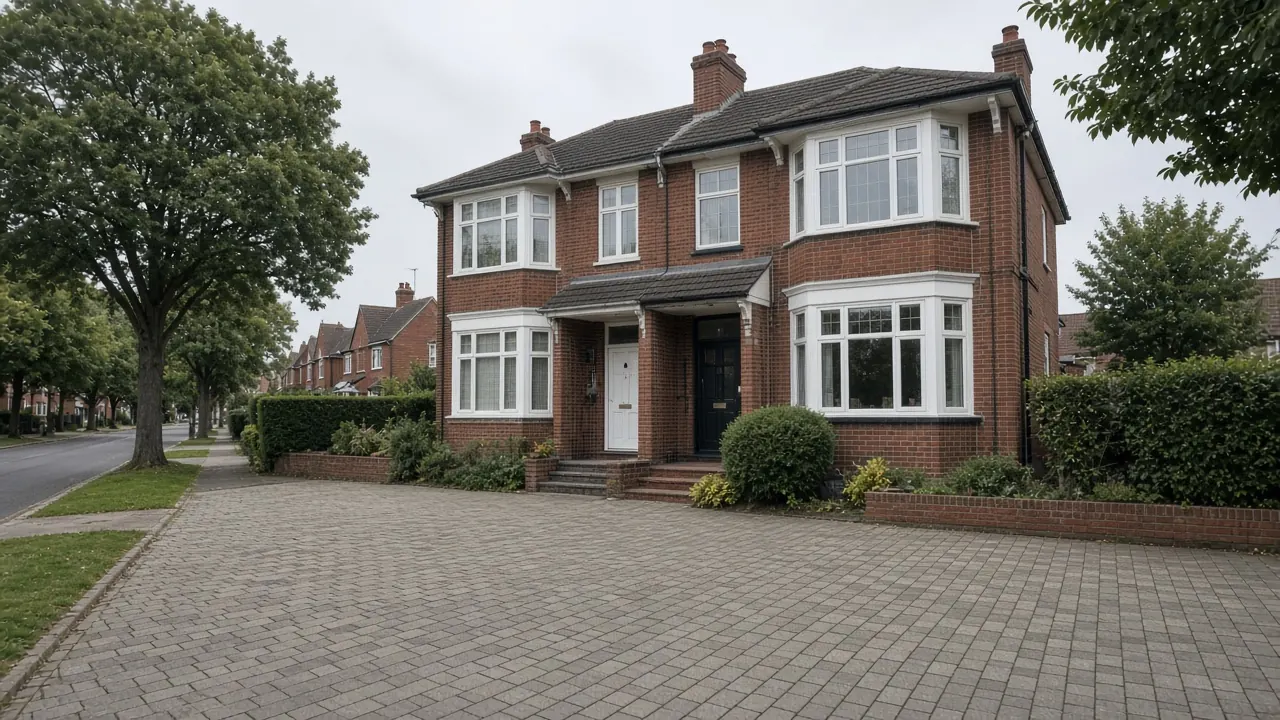 Example image: 1930s semi in Heworth, York, with a block-paved two-car drive