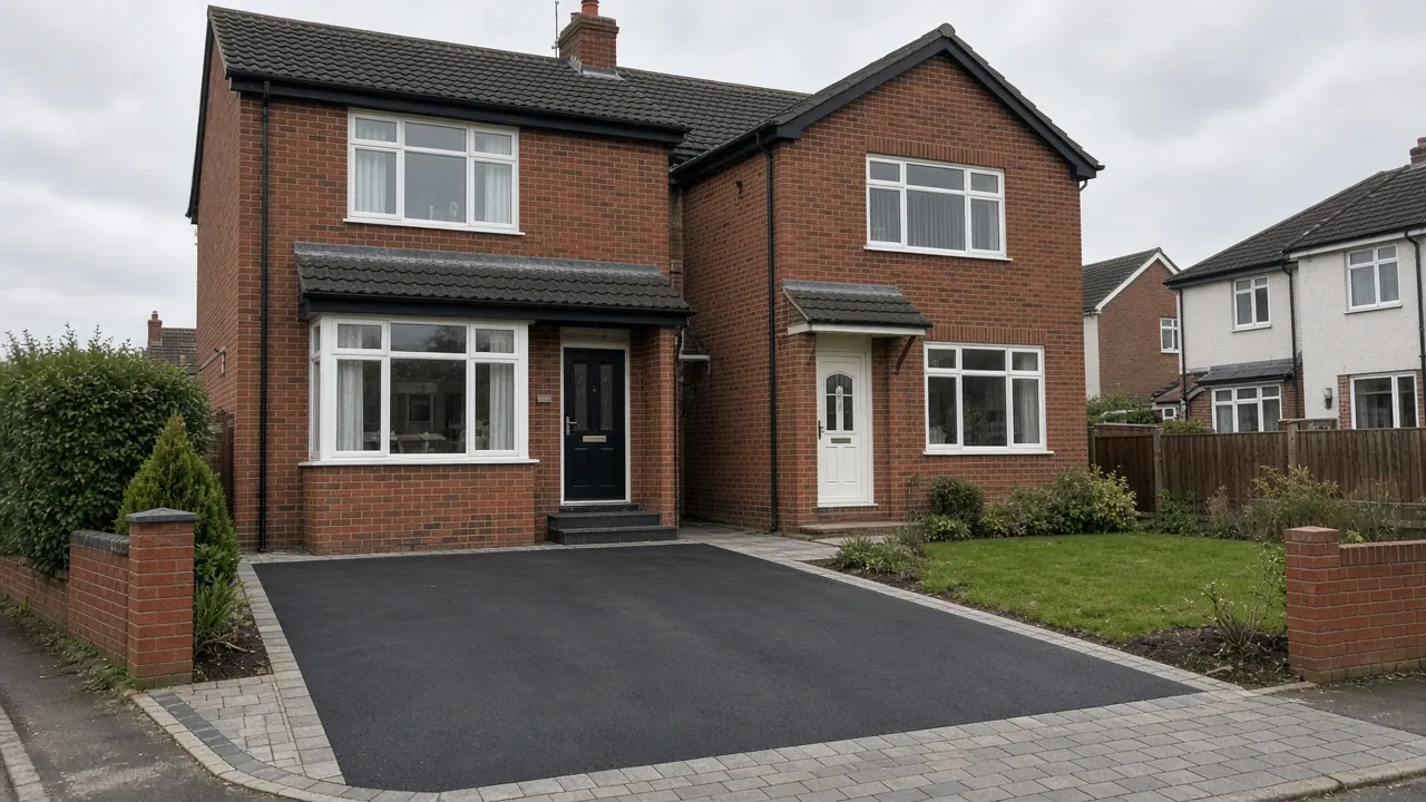 Example image: semi in Osbaldwick, York, with a tarmac drive and block-paved edging